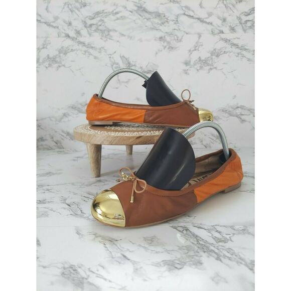 Sam Edelman Womens Cap Toe Slip On Brown Orange Ballet Flats Size US 7.5 M - Picture 1 of 12